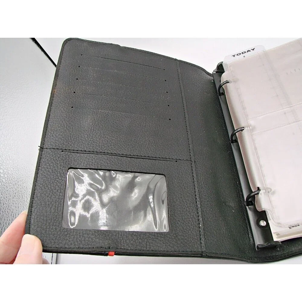 Master Business Agenda MBA Planner Organizer Black Leather 3 Ring Snap Closure